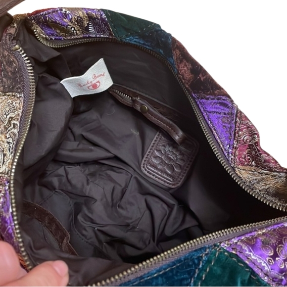 Lucky Brand velvet patchwork quilt hobo bag - Picture 7 of 8